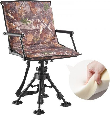 VEVOR Campingstuhl Camouflage mit Armlehnen, 360 Grad drehbar und höhenverstellbar, faltbarer Jagdstuhl aus Stahl mit Wetterschutzhülle, belastbar bis 158 kg - Bild 1