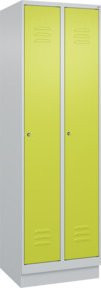 C+P Spind Classic PLUS Garderobenschrank mit Sockel, 2 Abteile, grau/grün, H x B x T: 195 x 60 x 50 cm - Bild 1