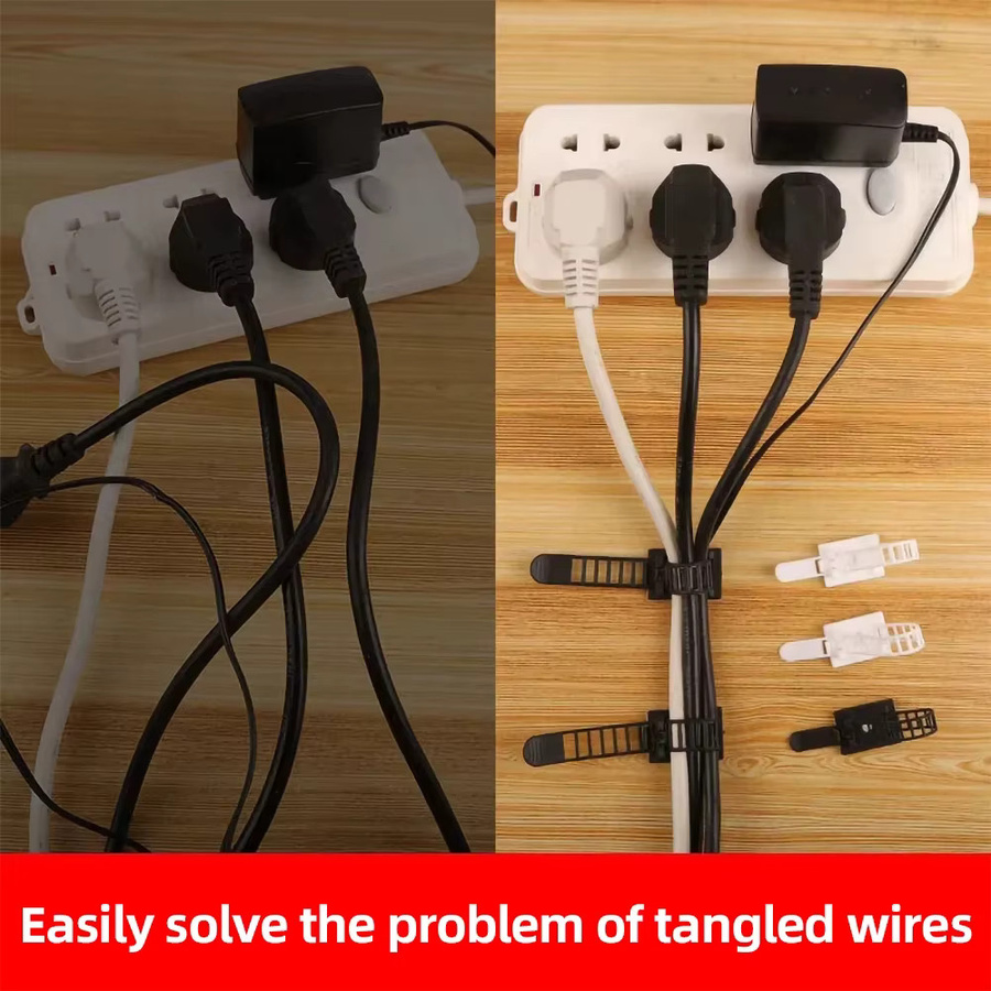 Selbstklebende USB-C Kabel Organizer Clips zur Kabelverwaltung in Schwarz oder Weiß - Bild 2