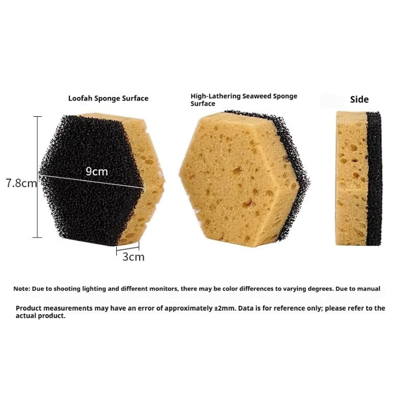 Sechseckiger Reinigungsschwamm in Wabenform für Küche und Haushalt mit hochschäumender Luffa-Imitation - Bild 6