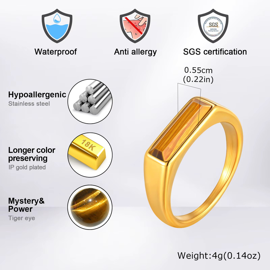Natursteinring Edelstahl, Unisex - Bild 3