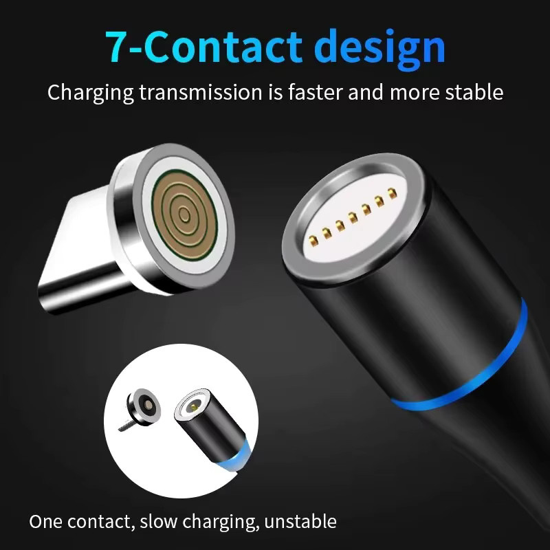 3-in-1 Multifunktions-Handyladekabel mit Magnetfunktion und Leuchteffekt, 5A Superschnellladekabel für iPhone, Android und Huawei, USB-C, Farben: Schwarz oder Silber - Bild 2