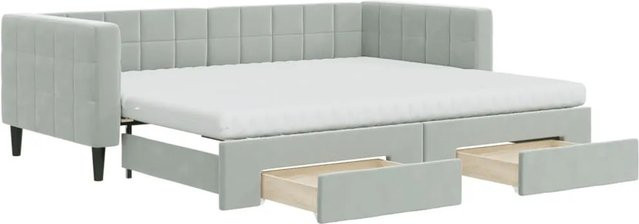 vidaXL Tagesbett ausziehbar mit Schubladen in Hellgrau, Samt, B/T/H: 90 x 200 x 68 cm - Bild 1