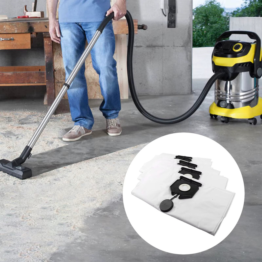 5 Stück Karcher Staubsauger Vliesstoff Staubbeutel in Weiß für 30L Volumen - Bild 3