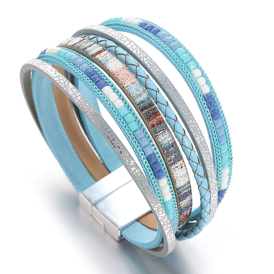ALLYES Lederarmband, Mixcolor Rocailles, geflochten, Damen Herren - Bild 2