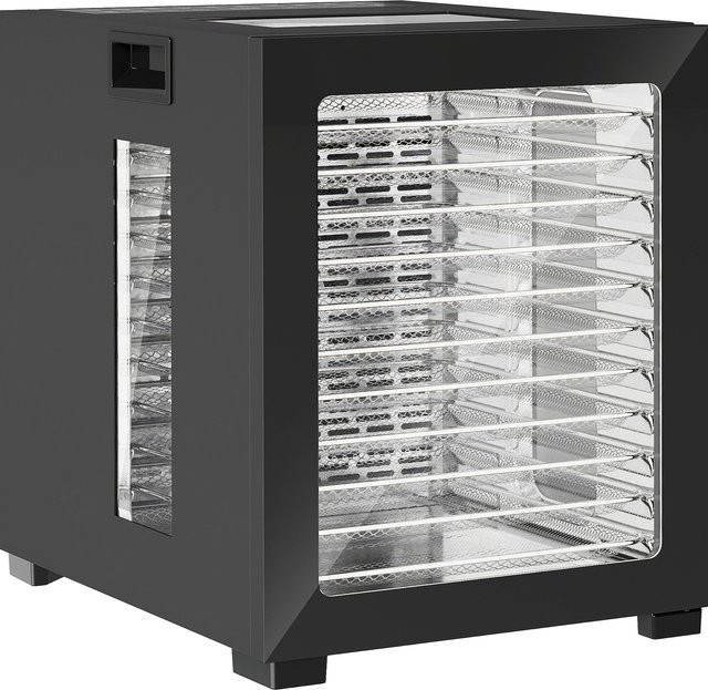 HOMCOM Dörrautomat Dehydrator in Schwarz mit 850 W, 12 Einlegefächern und Timer zur Trocknung von Obst, Gemüse und Fleisch - Bild 1