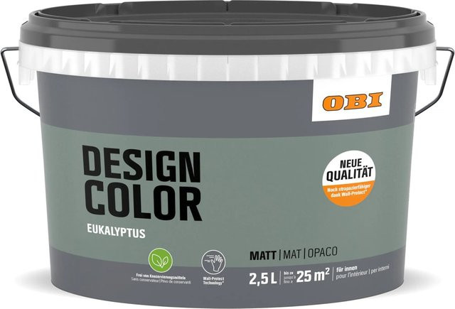 OBI Design Color Dispersion Wandfarbe Eukalyptus Grün Wasserbasiert - Bild 1