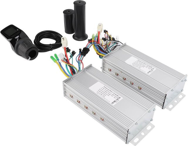Aimo Elektrofahrrad Dual Drive Motor Controller Set mit LCD Display und Halbgriff in Weiß und Silber für 36V 48V 1000W - Bild 1