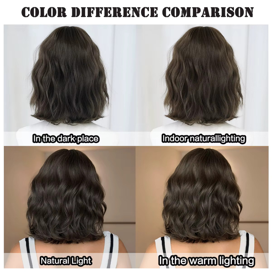 7JHH WIGS Bob-Perücke, braun, gewellt, Damen, Kunsthaar - Bild 4