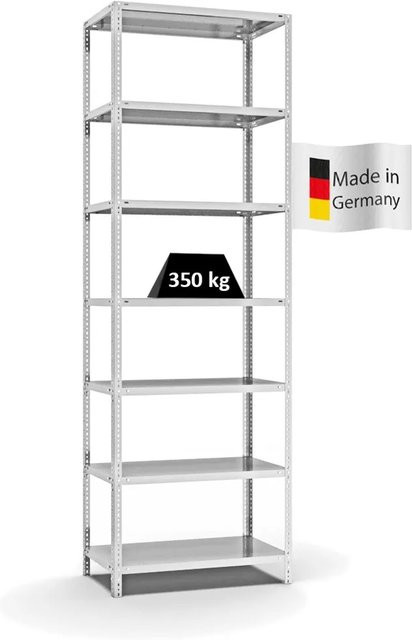 PROREGAL Heavy-Duty Fachbodenregal mit Schraubsystem, 7 Ebenen, Lichtgrau, H x B x T: 300 x 100 x 50 cm - Bild 1