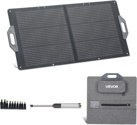 VEVOR Solarpanel 100W faltbar, hocheffizientes monokristallines tragbares Solarpanel in Schwarz mit MC4, USB-A, Type-C und DC Anschlüssen, IP65 wasserdicht für Powerstations, Camping und Wandertouren - Bild 1