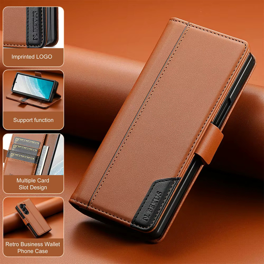 RFID-Schutz Flip-Handyhülle mit Kartensteckplatz für Samsung Galaxy Z Fold 7, 6, 5, 4, 3 5G in Schwarz - Bild 2