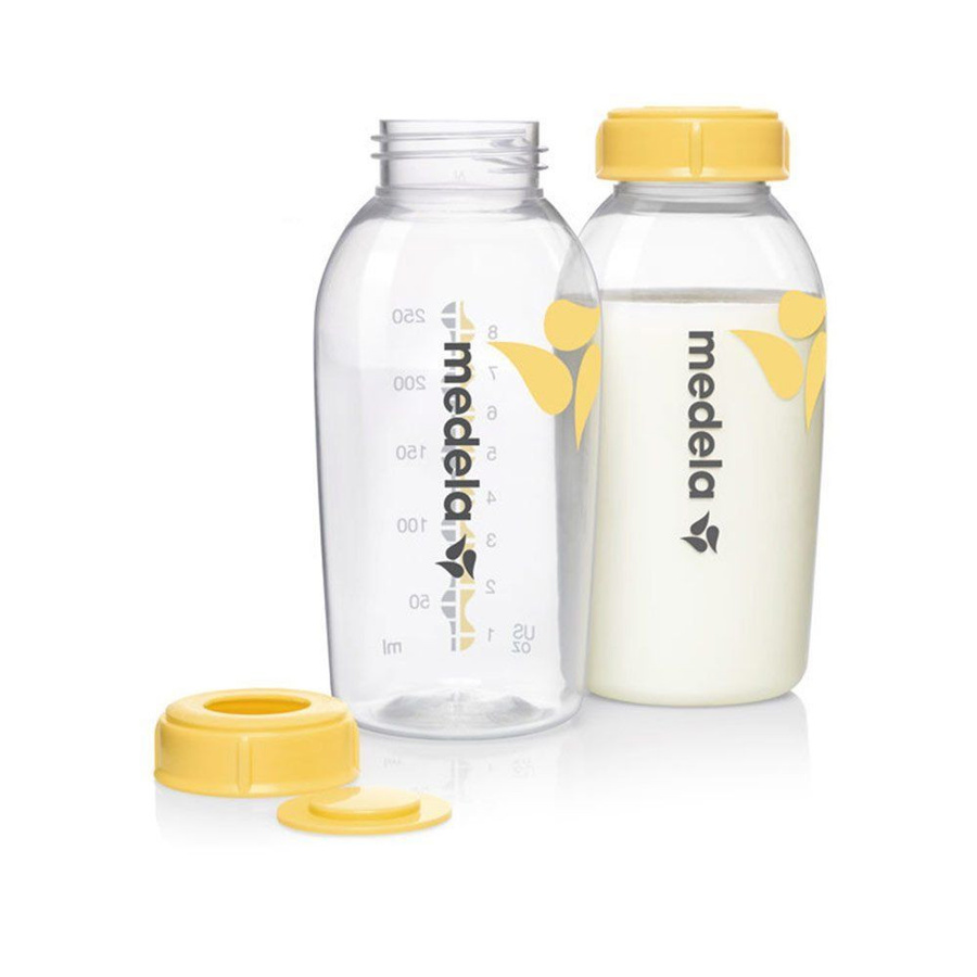Medela 2-tlg. PP-Flaschen-Set für Muttermilch, BPA-frei, 2 x 250 ml, transparent/weiß/gelb - Bild 1