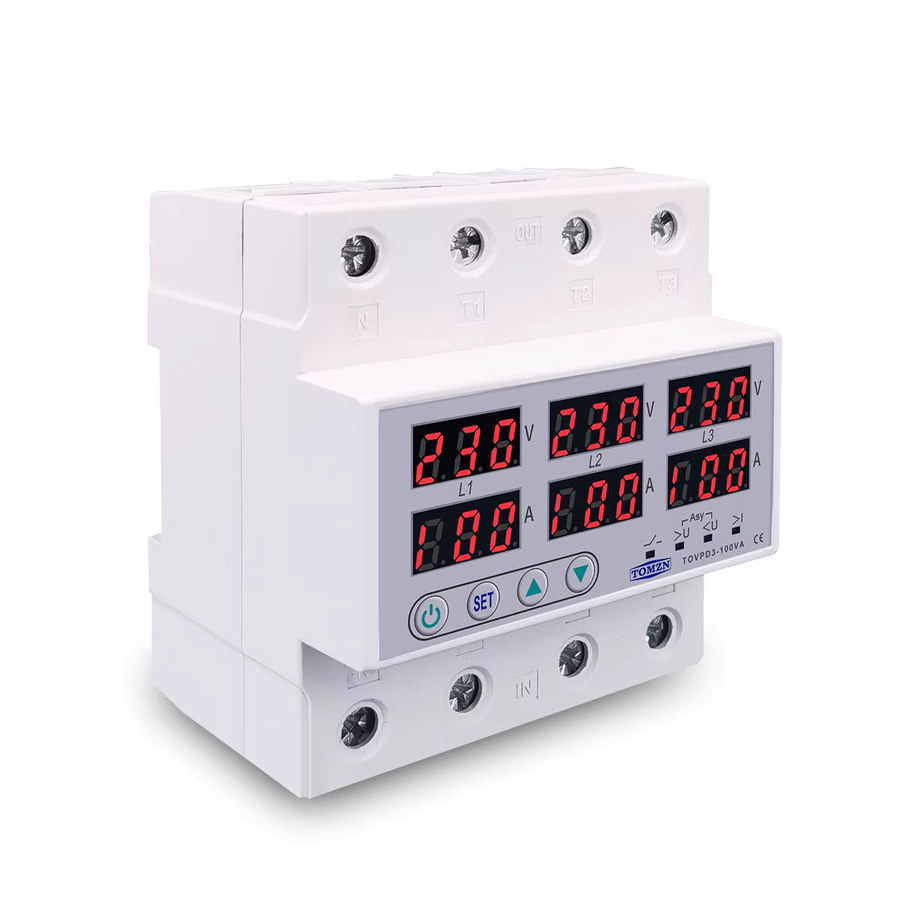 TOMZN TOVPD3-63VA 3-phasiges Über- und Unterspannungsschutzrelais mit Stromschutz für die DIN-Schiene, 3 x 220 V, 380 V AC, Weiß - Bild 2