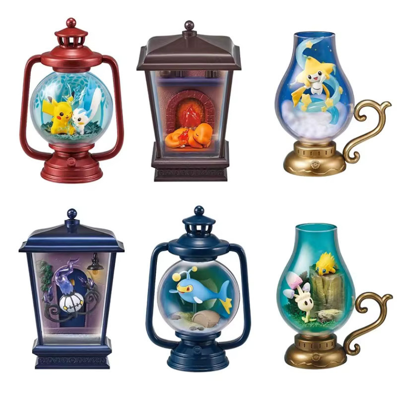 Re-Ment Pokémon Pikachu Pachirisu Chandelure Lanturn Morelull Jirachi Laterne Diorama, Anime Modell Spielzeug - Bild 2