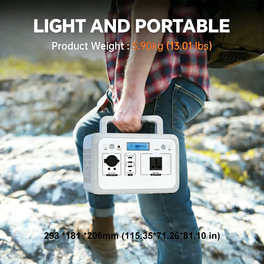 Gaiaray Tragbare Stromversorgung 500W mit 460,8Wh LiFePO4 Akku, Reine Sinuswelle MPPT Solargenerator und AC 220V DC Ausgängen in Weiß - Bild 7