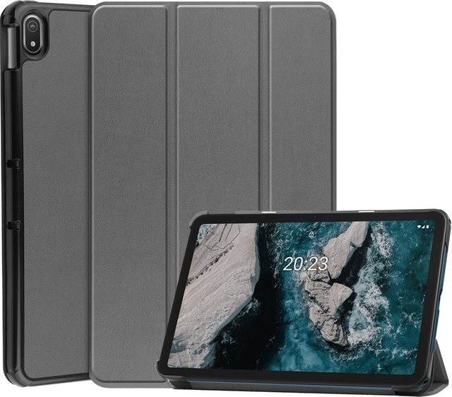 Magnetische Smart Cover Schutzhülle aus PU-Leder für Nokia T20 Tablet 10,4 Zoll in Grau - Bild 1