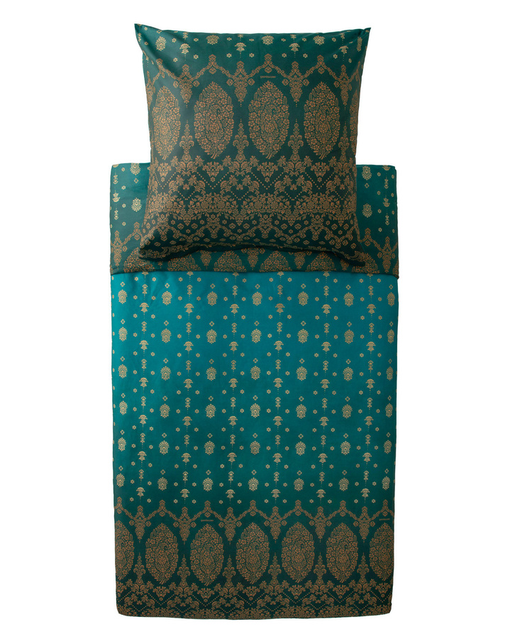 Bassetti Satin Bettwäsche GOLD DECOR V1 Smaragdgrün aus Mako-Satin mit Reißverschluss - Bild 1