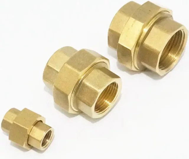 Messing Sechskantrohrverschraubung mit BSP Innengewinde, Farbe Gold, Anschlussgröße 1/2" - Bild 1