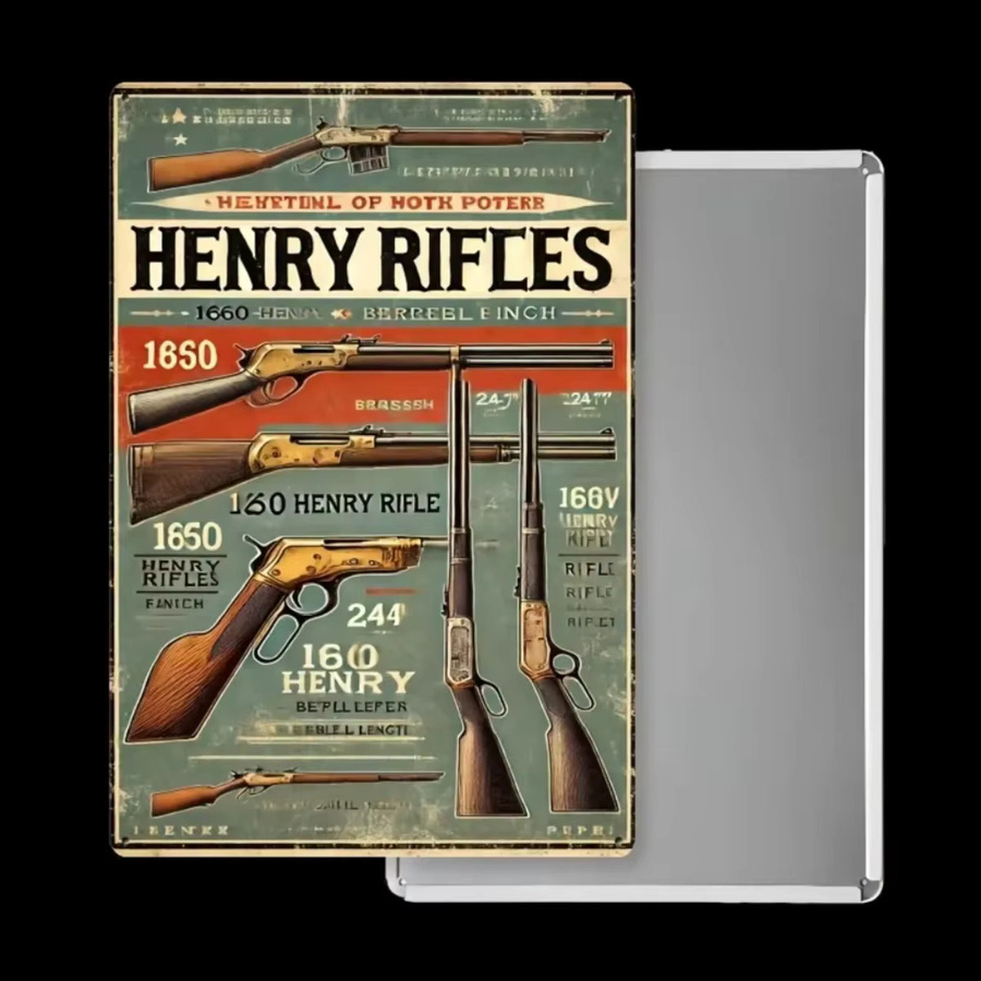CIFBUY Retro Henry Rifles Wandkunst aus Metall in Multicolour, Rechteckiges Schild B: 30 cm, H: 20 cm, T: 1 cm - Bild 3