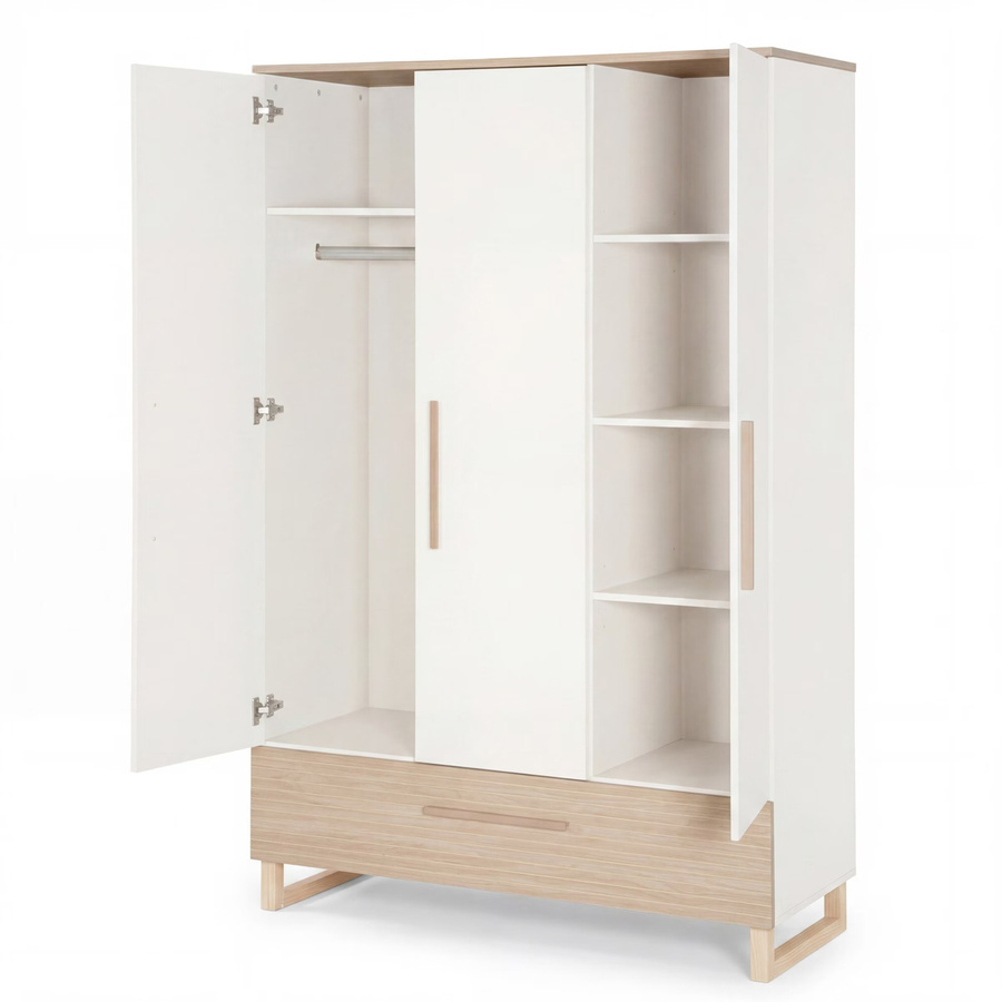 Roba Kleiderschrank Noah 3-türig in Beige mit Soft-Close-Türen und Schubladen für Kinderzimmer, B/T/H: 119 x 52 x 190 cm - Bild 2
