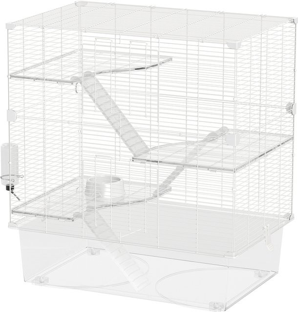 PawHut Nagerkäfig Mehrstöckig mit Zubehör aus Stahl und Kunststoff, Weiß, B: 73 cm, T: 47 cm, H: 80 cm, Aosom - Bild 1