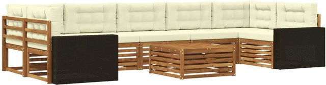 vidaXL Outdoor-Sofagarnitur aus Akazienholz mit 8 Teilen in Natur und Beige - Bild 1