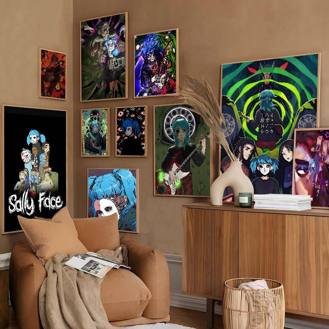 Retro Kunst Poster S-Sally Gesicht Selbstklebender Wandaufkleber aus Kraftpapier in Multicolor von Potdemiel - Bild 1