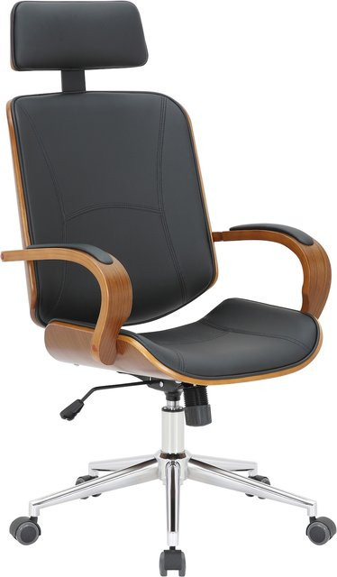 TPFLiving Bürostuhl Daytona aus Kunstleder in Walnuss und Grau mit Armlehnen - Bild 1