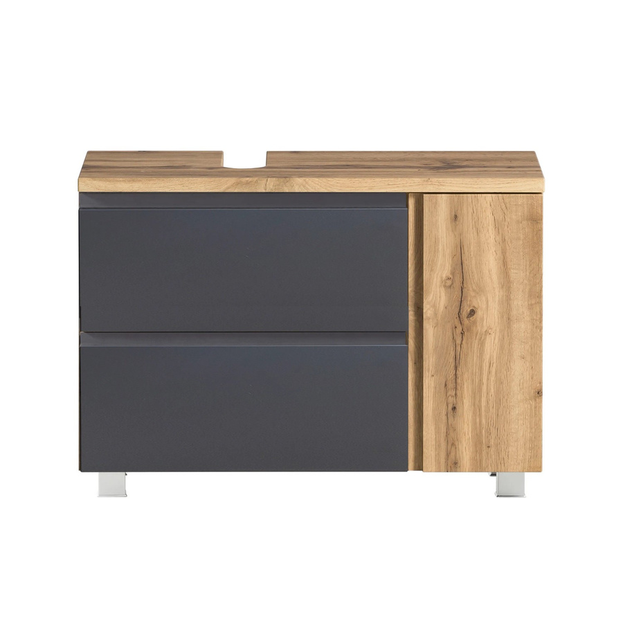 Held Möbel Unterbeckenschrank Ancona in matt Grau-Wotaneiche mit Ausschnitt, Breite: 85 cm - Bild 2