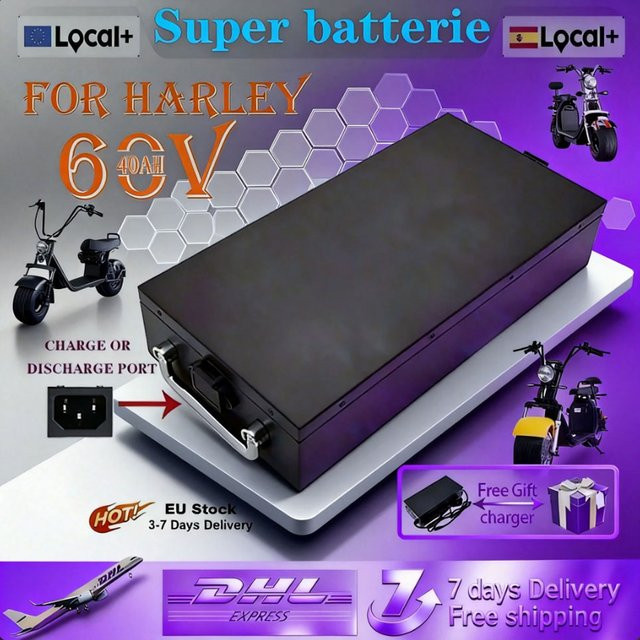 Wasserdichter 60V 30Ah 18650 Lithium-Ionen-Akku-Pack mit BMS für 1000W Harley Elektroroller und Motorrad in Schwarz - Bild 1