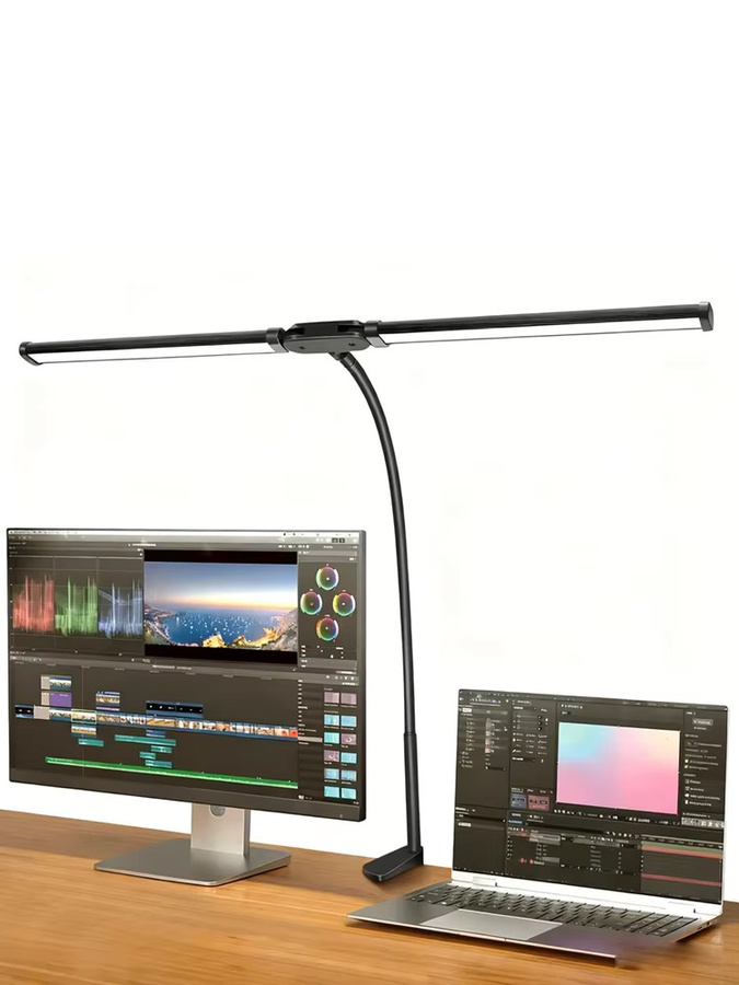 LINYILIGHT LED-Schreibtischlampe in Schwarz mit 3 Farbmodi, dimmbar und USB-Anschluss für Home Office und zum Lesen - Bild 7