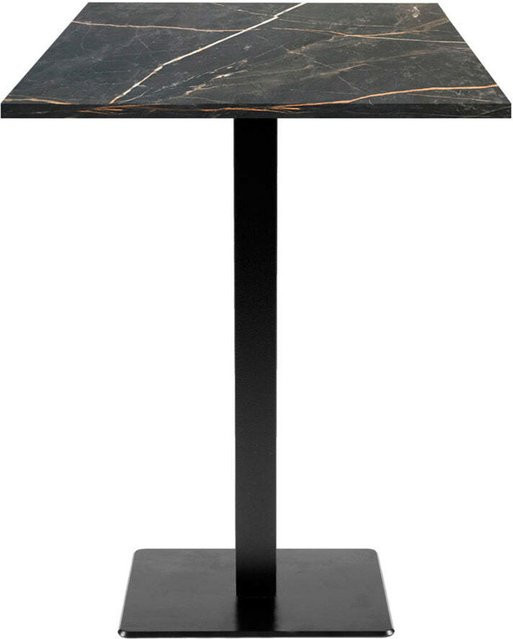 RestooTab Stehtisch Milan quadratisch in Schwarz mit Stein- und Holzdekor, B/T/H: 60 x 60 x 113 cm - Bild 1