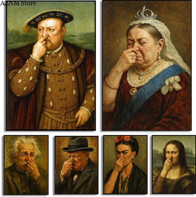 Potdemiel Lustiges Toiletten-Kunstposter mit Promi-Porträts als moderne Leinwand für deine Badezimmerdekoration, mehrfarbig, Hochformat - Bild 1