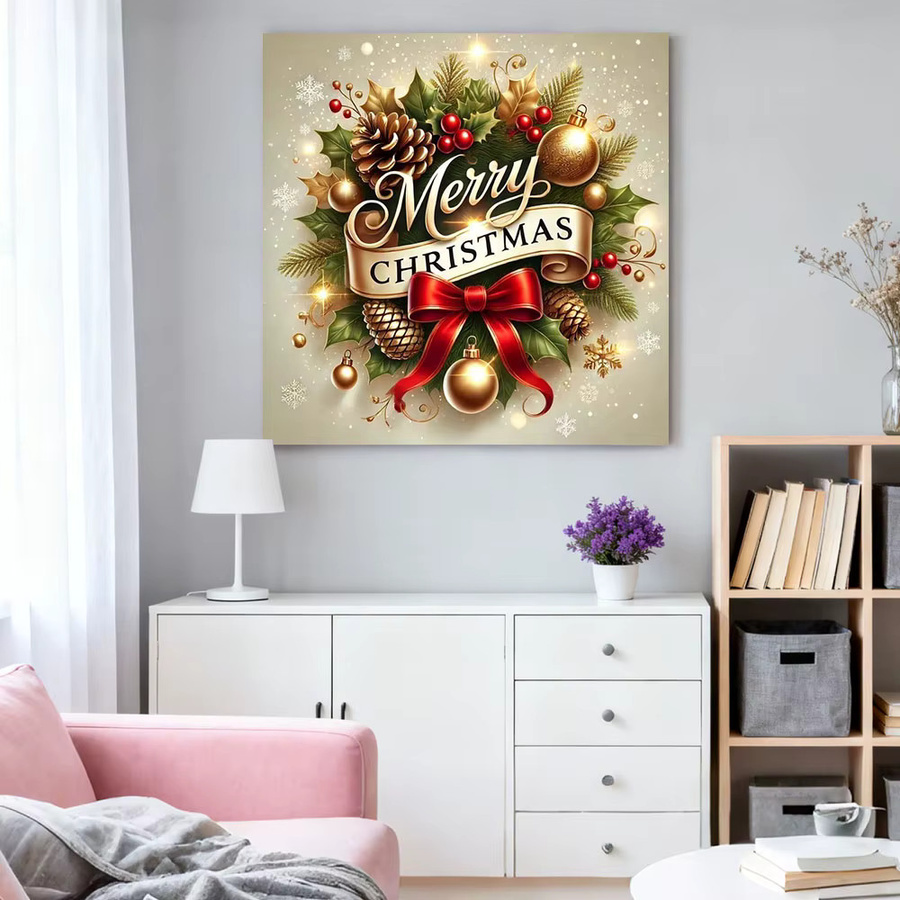 HUACAN Diamantmalerei Weihnachtskranz als Mosaik-Set für die Wanddekoration, Multicolour, Durchmesser: 20 cm - Bild 3