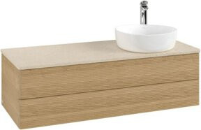 V&B Waschtischunterschrank Antao mit Frontstruktur in Eiche Honig, B/T/H: 120 x 50 x 50 cm - Bild 1