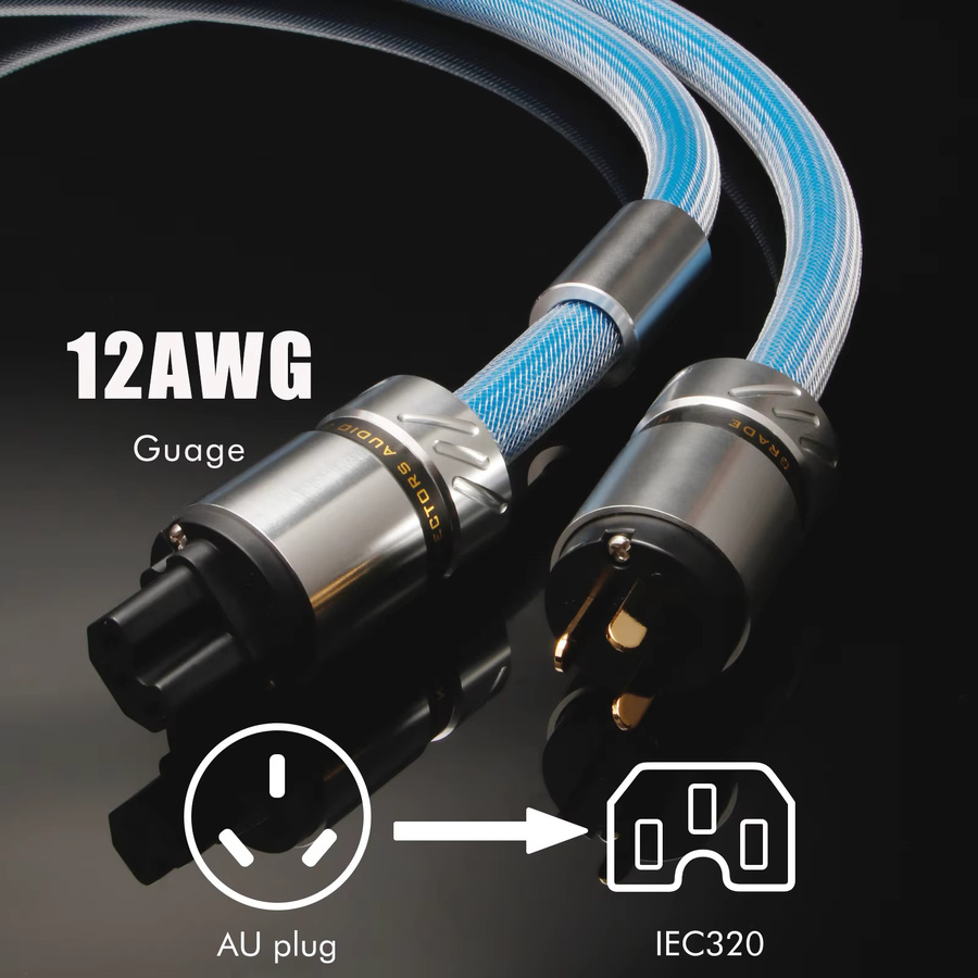 Preffair Audiophiles HiFi-Stromkabel mit EMC-Abschirmung und versilberten Leitern in Blau - Bild 3