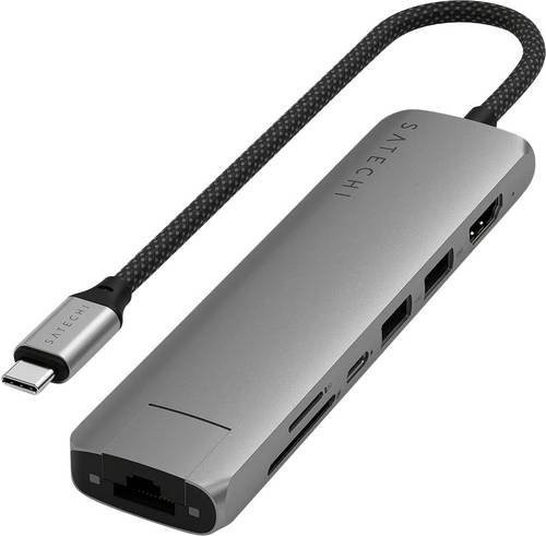 Satechi USB-C Dockingstation ST-P7SM in Grau mit Ethernet/LAN und USB-C Anschlüssen - Bild 1