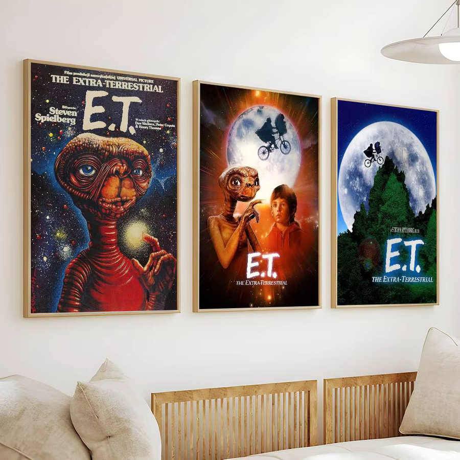 Wasserfester Wandkunst-Aufkleber Film ET Das außerirdische Poster in Multicolour im Retro-Stil, B/H: 90 x 60 cm - Bild 4