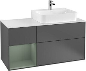 Villeroy & Boch Finion Waschtischunterschrank mit Abdeckplatte und Regalfach links, Farbe Anthrazit matt, B/T/H: 120 x 50,1 x 50,1 cm - Bild 1
