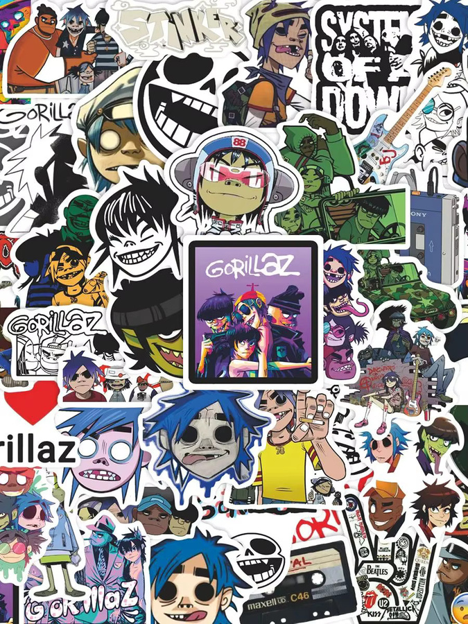 50 Stück Anime Gorillaz Musik Band Cartoon Aufkleber in Multicolour für Laptop, Smartphone und Auto - Bild 4