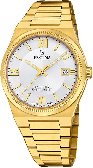 Festina Herrenuhr, Quarz, Edelstahl, 40 mm, Silber, 10 ATM - Bild 1