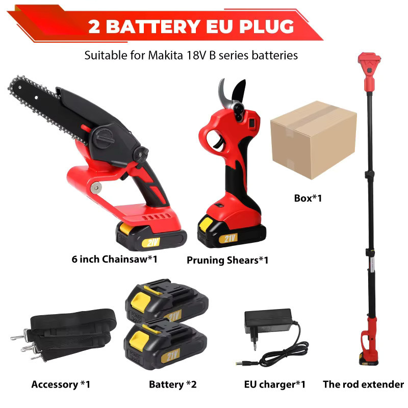 3-in-1 Kabellose Elektrische Kettensäge mit Teleskopstange für die Gartenpflege, kompatibel mit Makita 18V LXT Akku, Rot - Bild 5