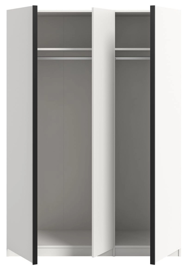 3-türiger Kleiderschrank Girona in Weiß, modern mit Kleiderstange, B/H: 130 x 183 cm - Bild 4