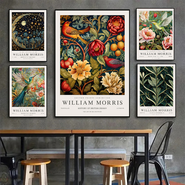 Selbstklebendes William Morris Poster in Floral Art Nouveau Design, wasserfester Papieraufkleber für deine Wanddekoration, Mehrfarbig - Bild 1