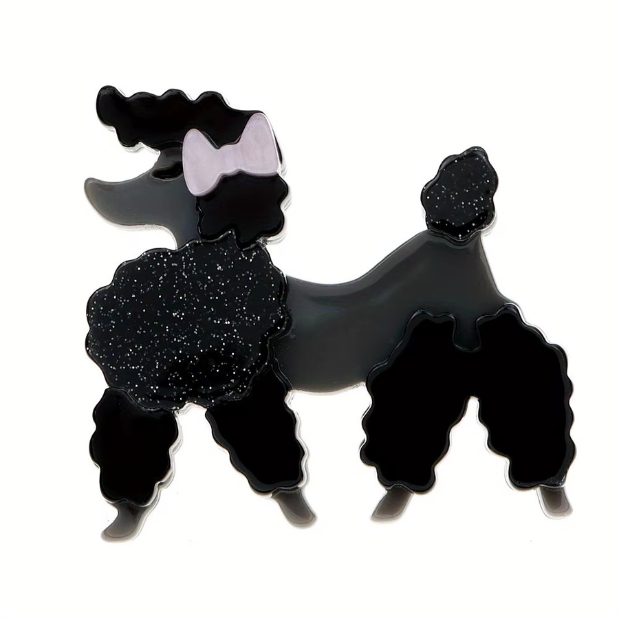 Brosche Pudel Hund, Acryl, Schwarz, Unisex - Bild 2