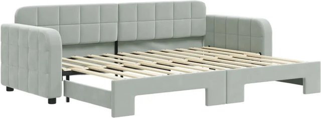 vidaXL Ausziehbares Tagesbett in Hellgrau mit Samtbezug B/T/H: 80 x 200 cm - Bild 1