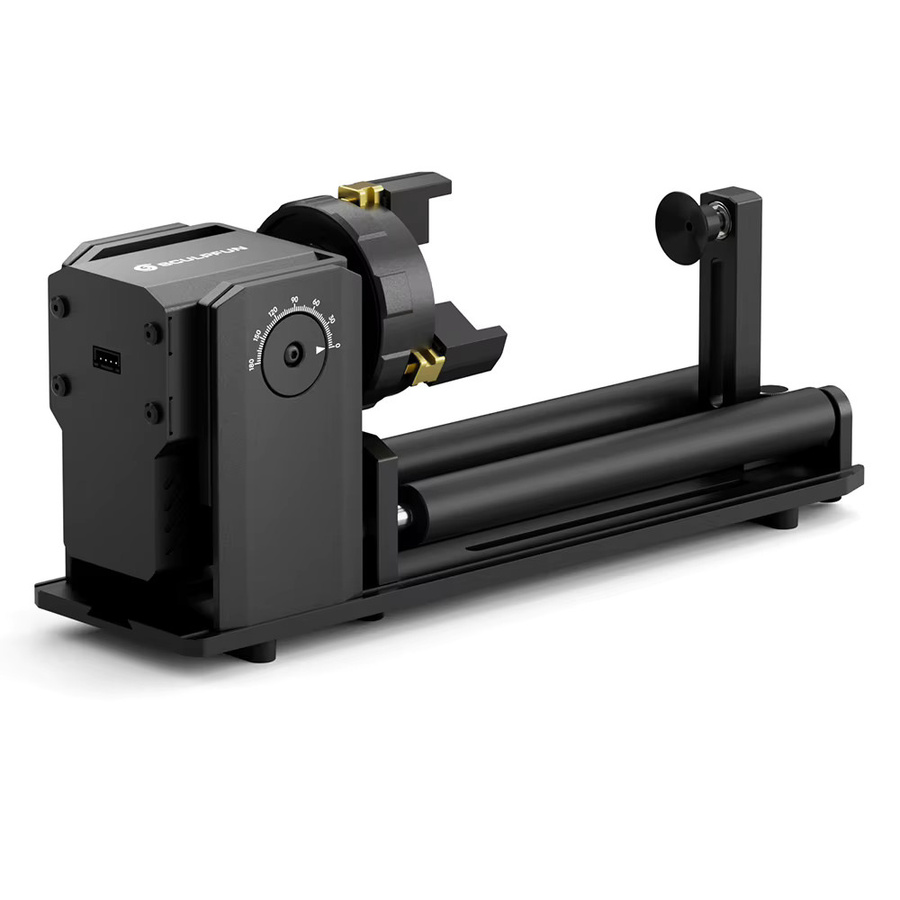 SCULPFUN RA Pro Max 4-in-1-Laser-Rotationsmodul mit Walze für zylindrische und unregelmäßig runde Objekte, Schwarz - Bild 2