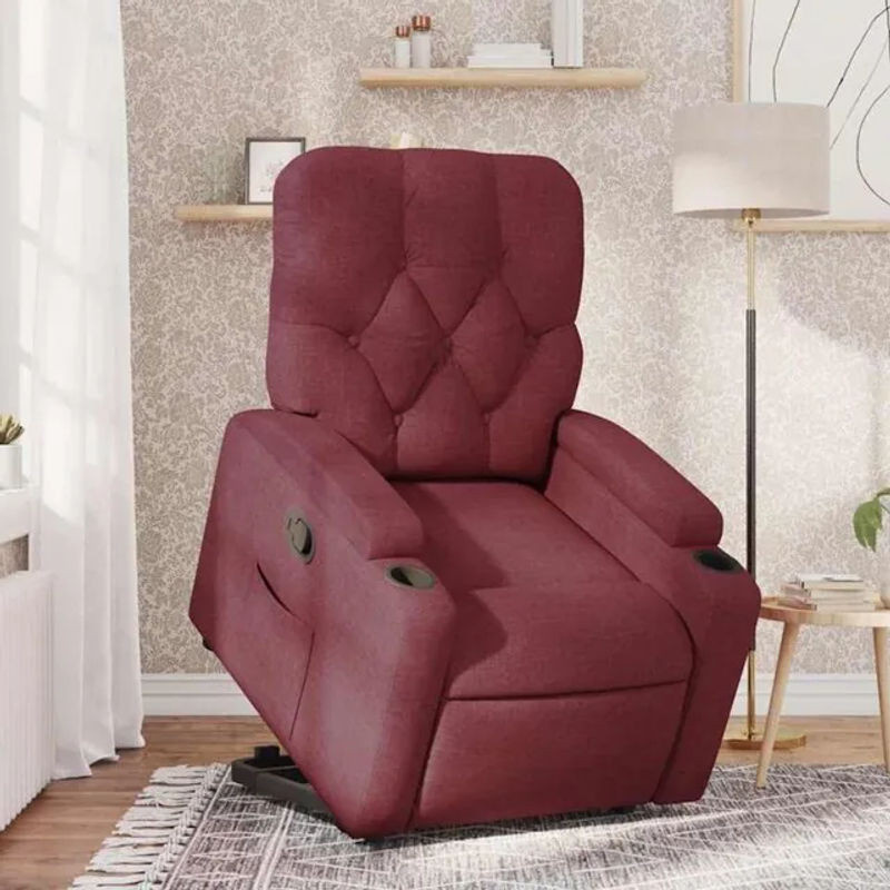 vidaxl Relaxsessel mit Aufstehhilfe aus Stoff in Rot, B: 74 cm, T: 86,5 cm, H: 93,5 cm - Bild 1