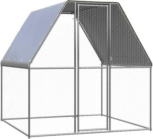 vidaXL Hühnerkäfig aus verzinktem Stahl in Silber, B/T/H: 200 x 200 x 200 cm - Bild 1